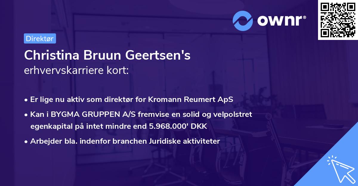 Christina Bruun Geertsen's erhvervskarriere kort