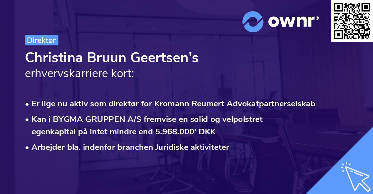 Christina Bruun Geertsen's erhvervskarriere kort