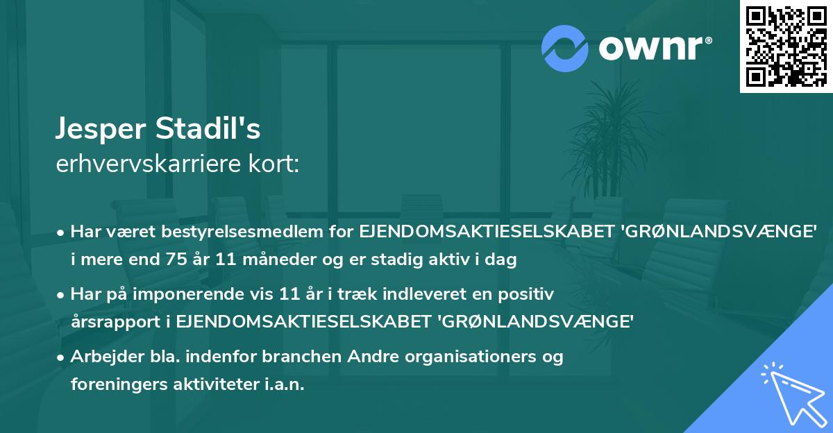 Jesper Stadil's erhvervskarriere kort