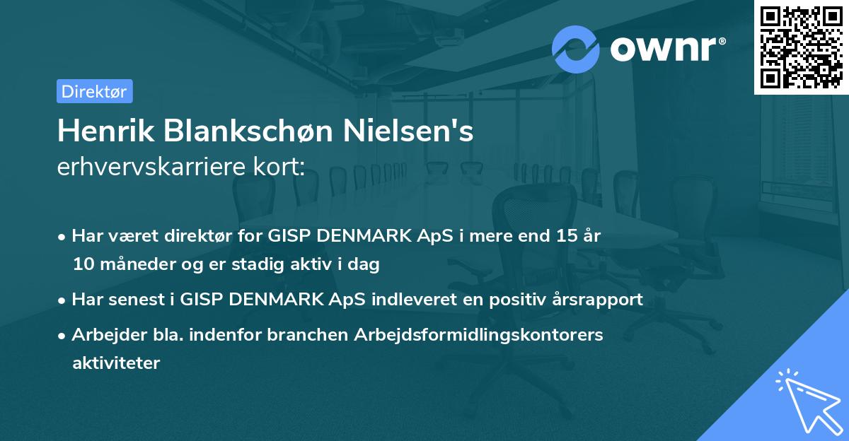 Henrik Blankschøn Nielsen's erhvervskarriere kort
