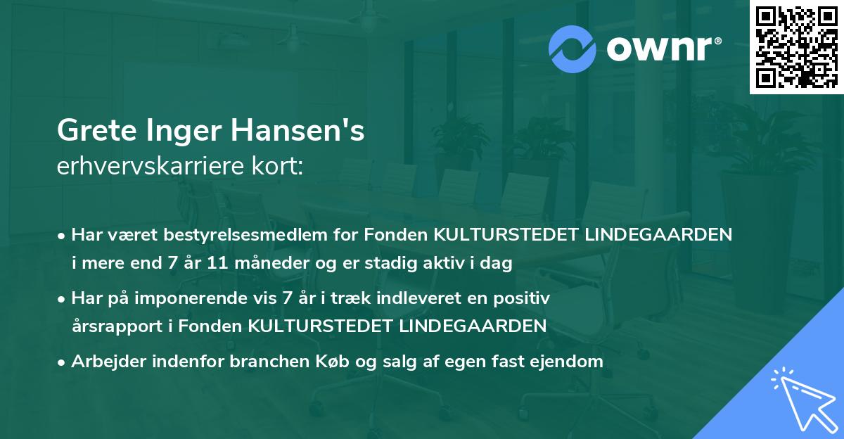 Grete Inger Hansen's erhvervskarriere kort