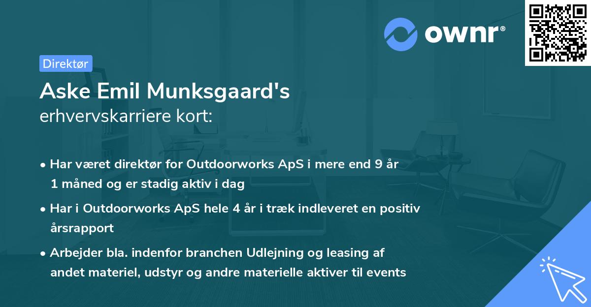 Aske Emil Munksgaard's erhvervskarriere kort