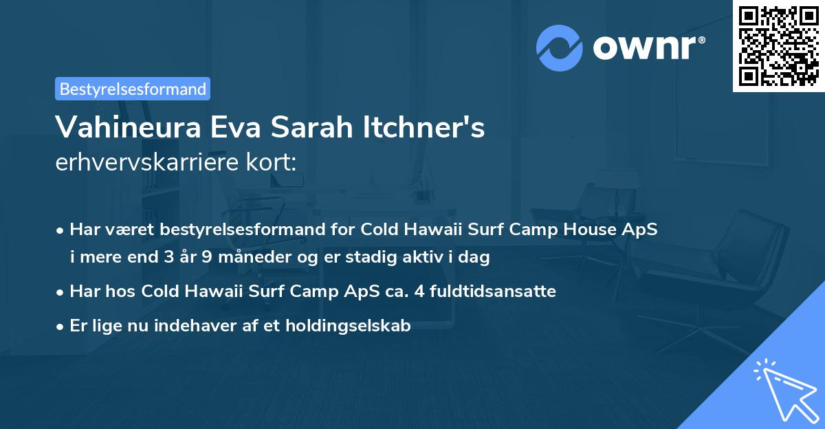 Vahineura Eva Sarah Itchner's erhvervskarriere kort