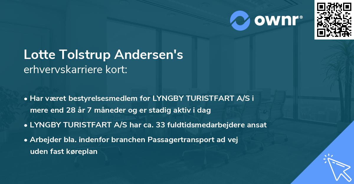 Lotte Tolstrup Andersen's erhvervskarriere kort