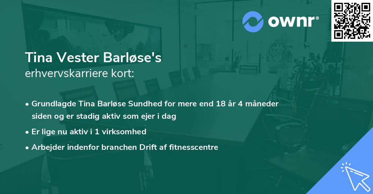 Tina Vester Barløse's erhvervskarriere kort