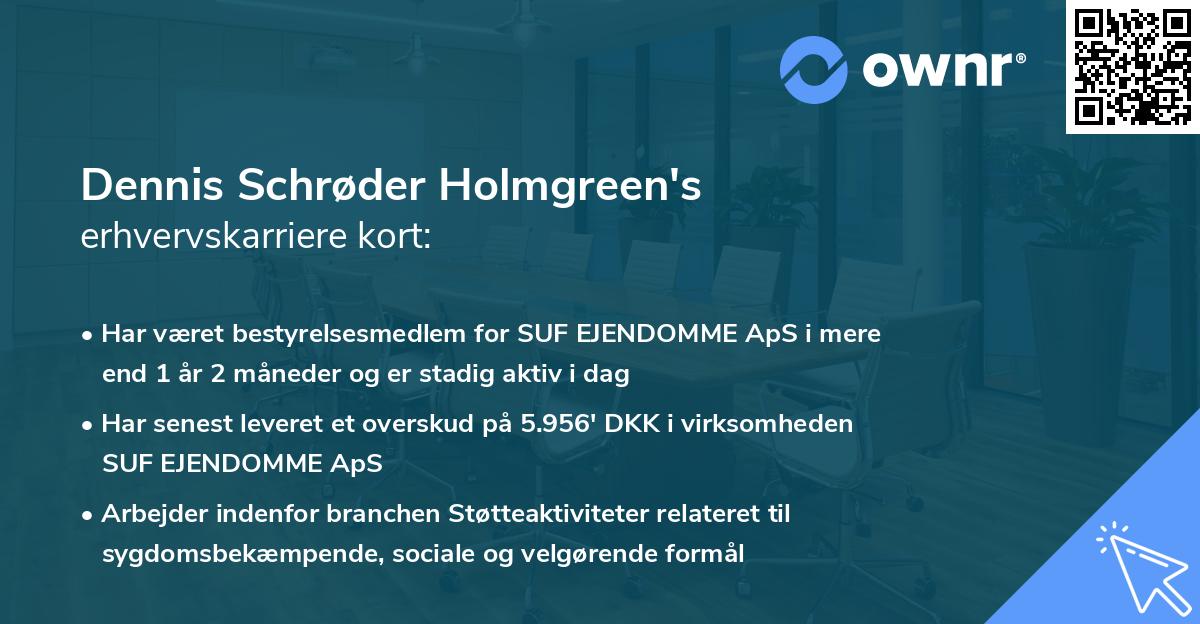 Dennis Schrøder Holmgreen's erhvervskarriere kort