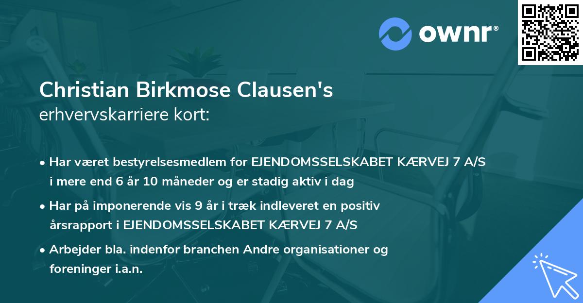 Christian Birkmose Clausen's erhvervskarriere kort