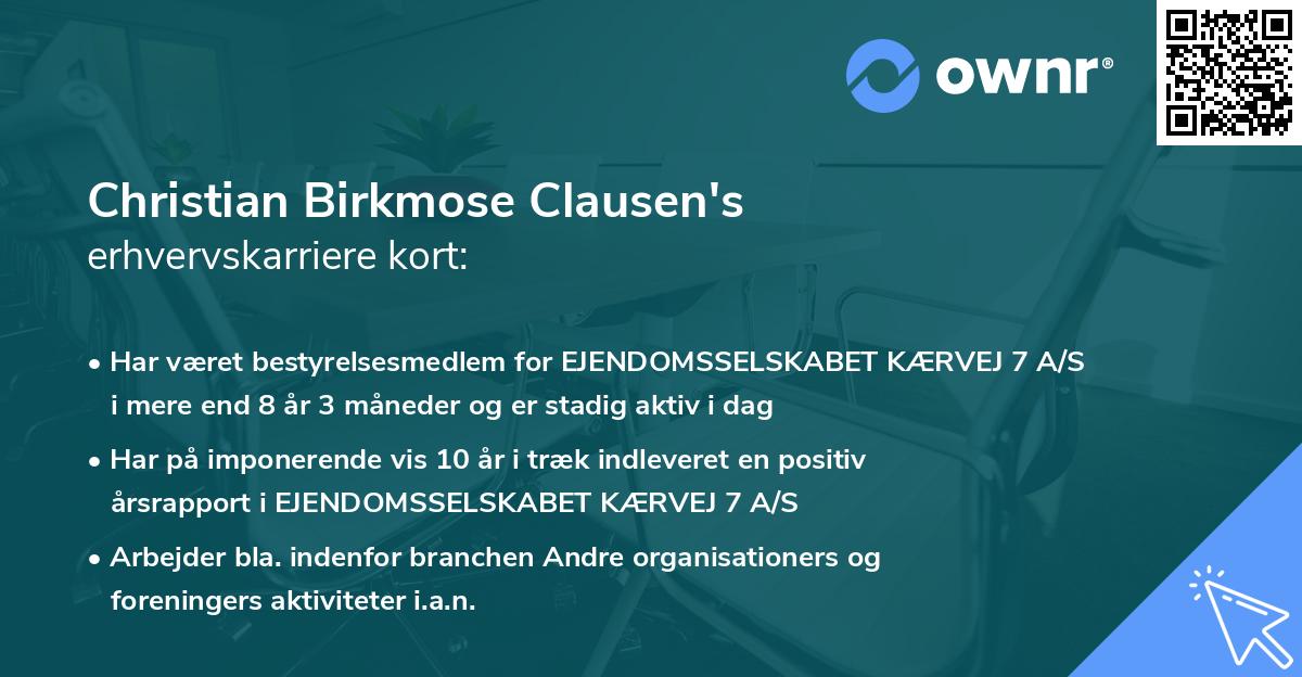Christian Birkmose Clausen's erhvervskarriere kort