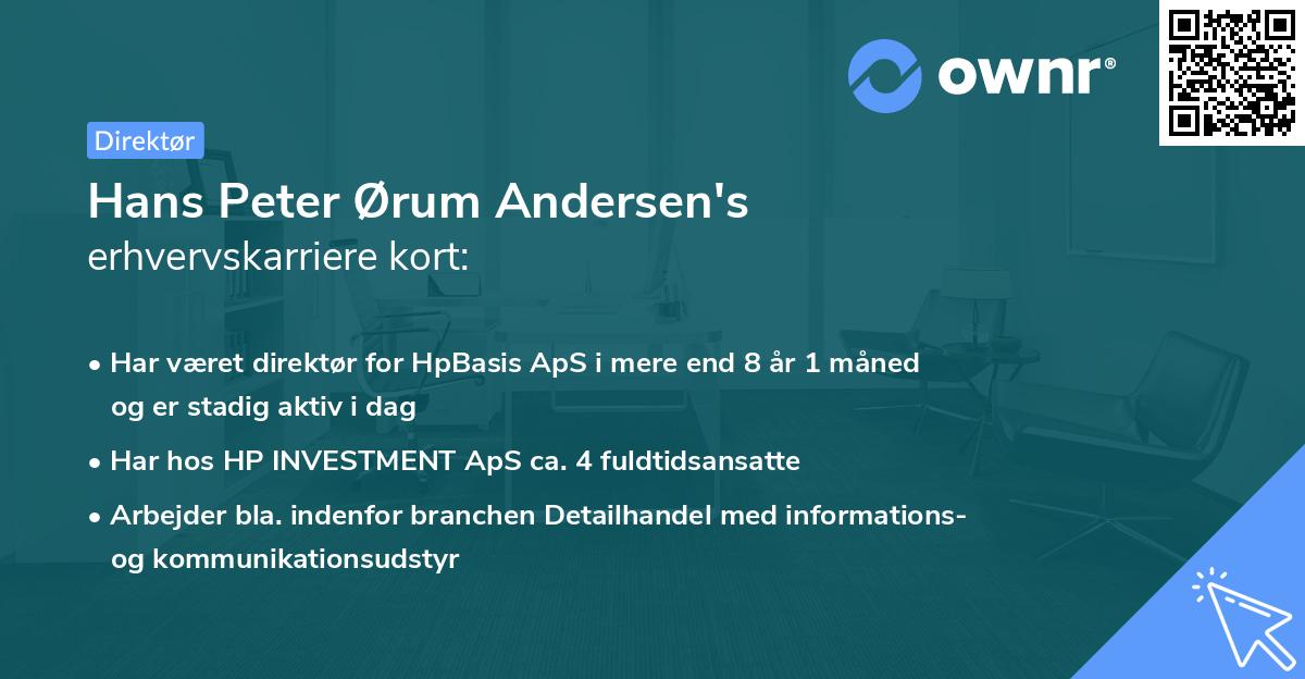 Hans Peter Ørum Andersen's erhvervskarriere kort