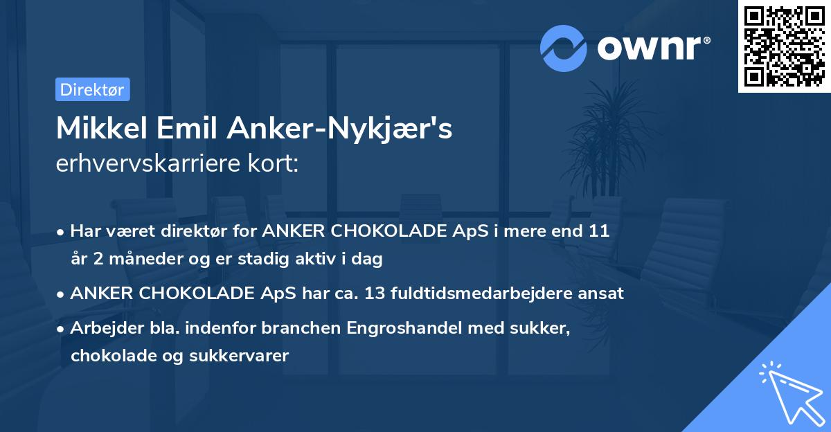 Mikkel Emil Anker-Nykjær's erhvervskarriere kort