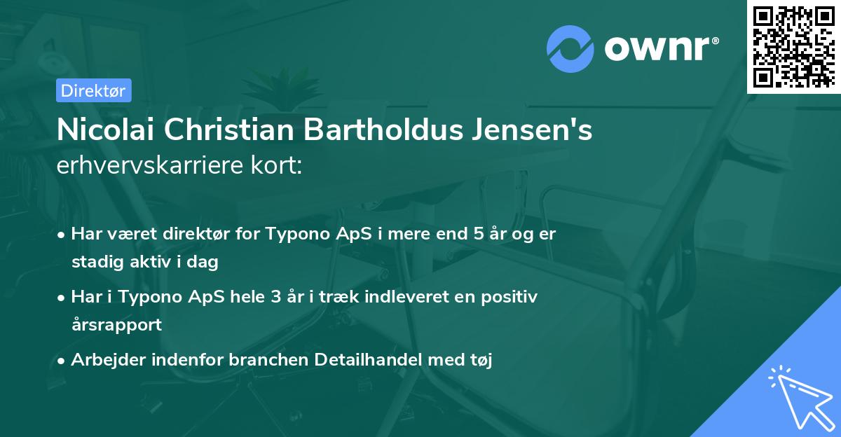 Nicolai Christian Bartholdus Jensen's erhvervskarriere kort