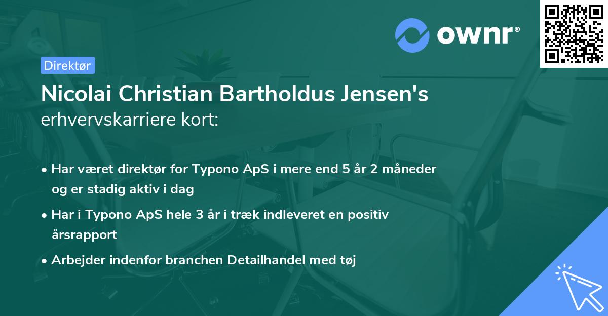 Nicolai Christian Bartholdus Jensen's erhvervskarriere kort