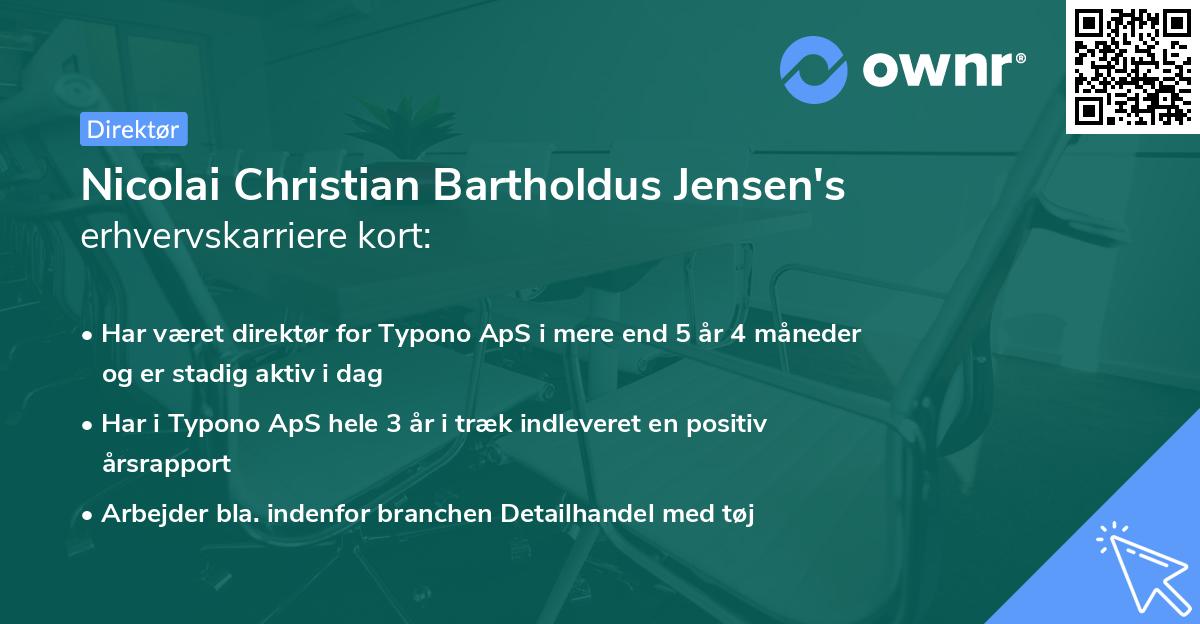 Nicolai Christian Bartholdus Jensen's erhvervskarriere kort