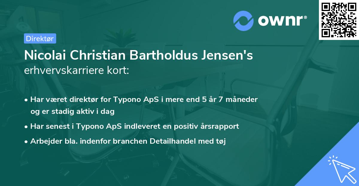 Nicolai Christian Bartholdus Jensen's erhvervskarriere kort