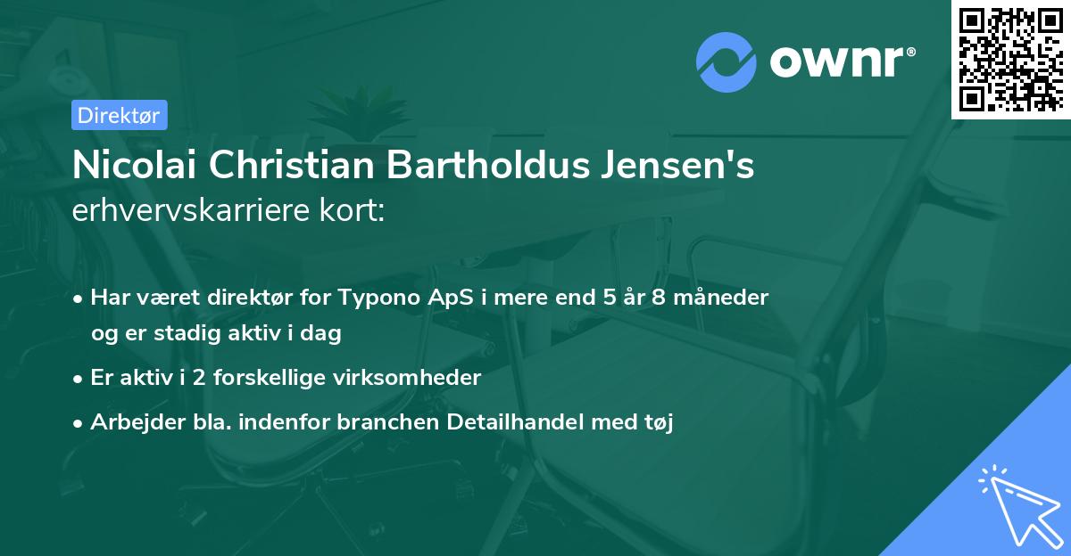 Nicolai Christian Bartholdus Jensen's erhvervskarriere kort