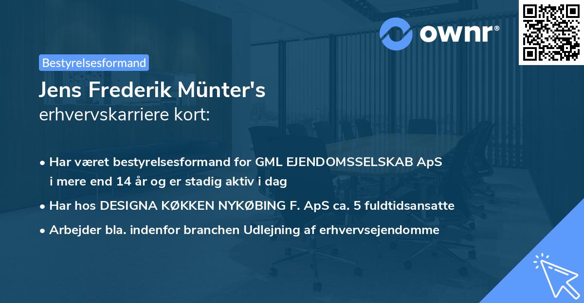 Jens Frederik Münter's erhvervskarriere kort