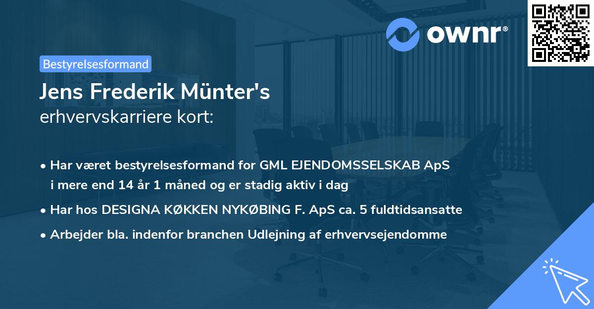 Jens Frederik Münter's erhvervskarriere kort