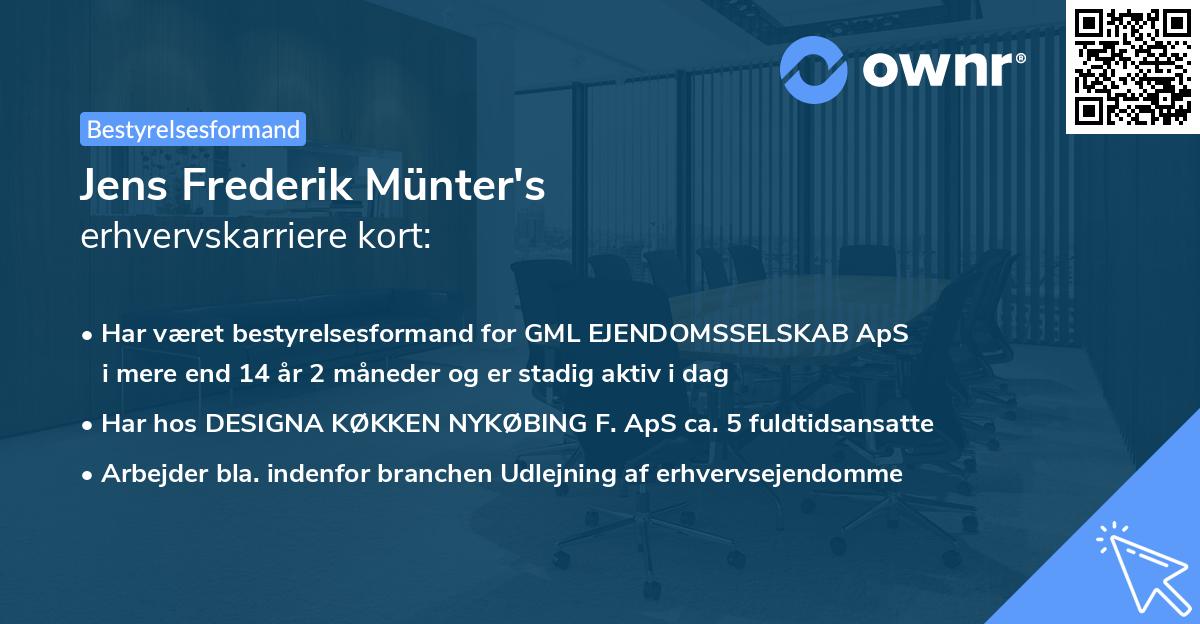 Jens Frederik Münter's erhvervskarriere kort