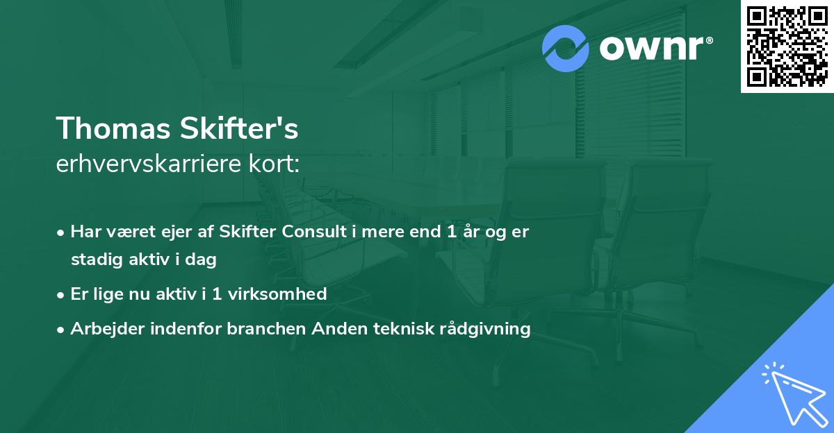 Thomas Skifter's erhvervskarriere kort