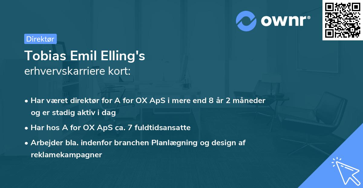 Tobias Emil Elling's erhvervskarriere kort