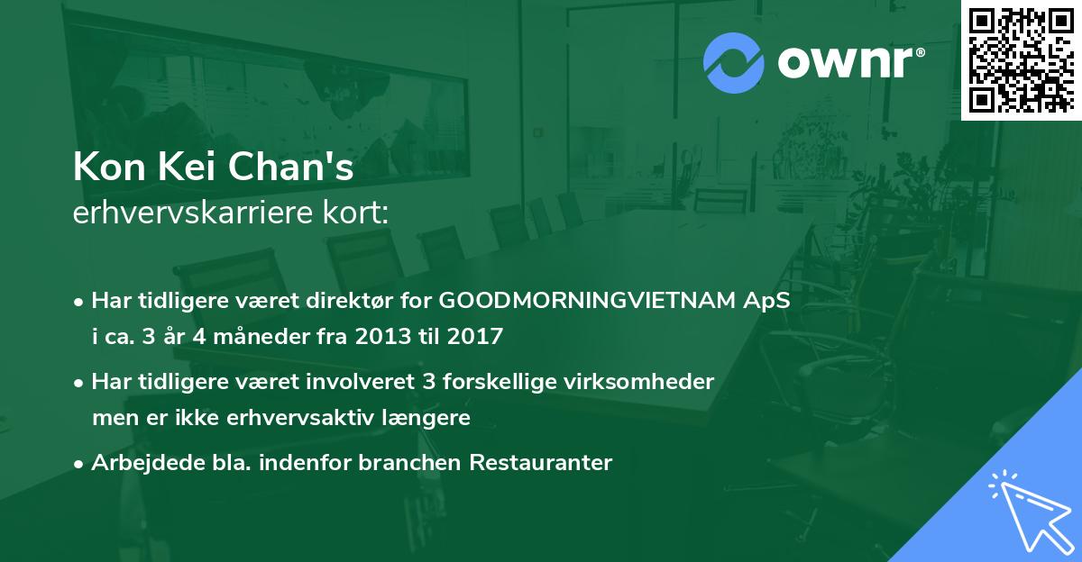 Kon Kei Chan's erhvervskarriere kort