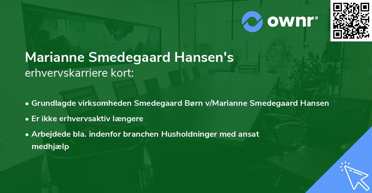 Marianne Smedegaard Hansen's erhvervskarriere kort