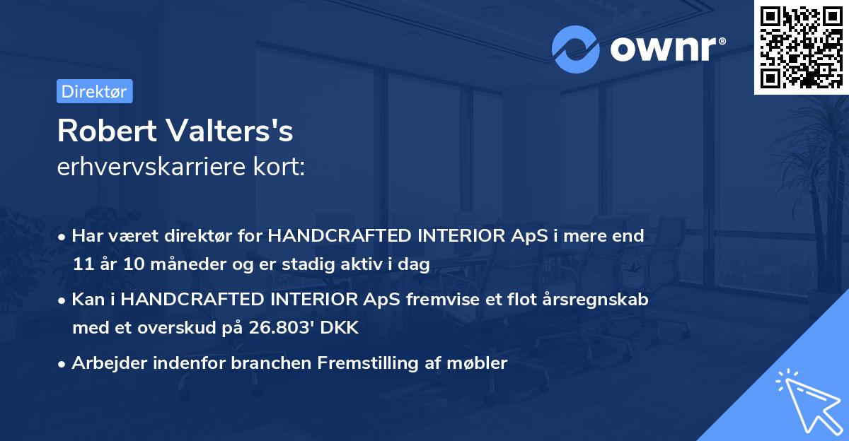 Robert Valters's erhvervskarriere kort
