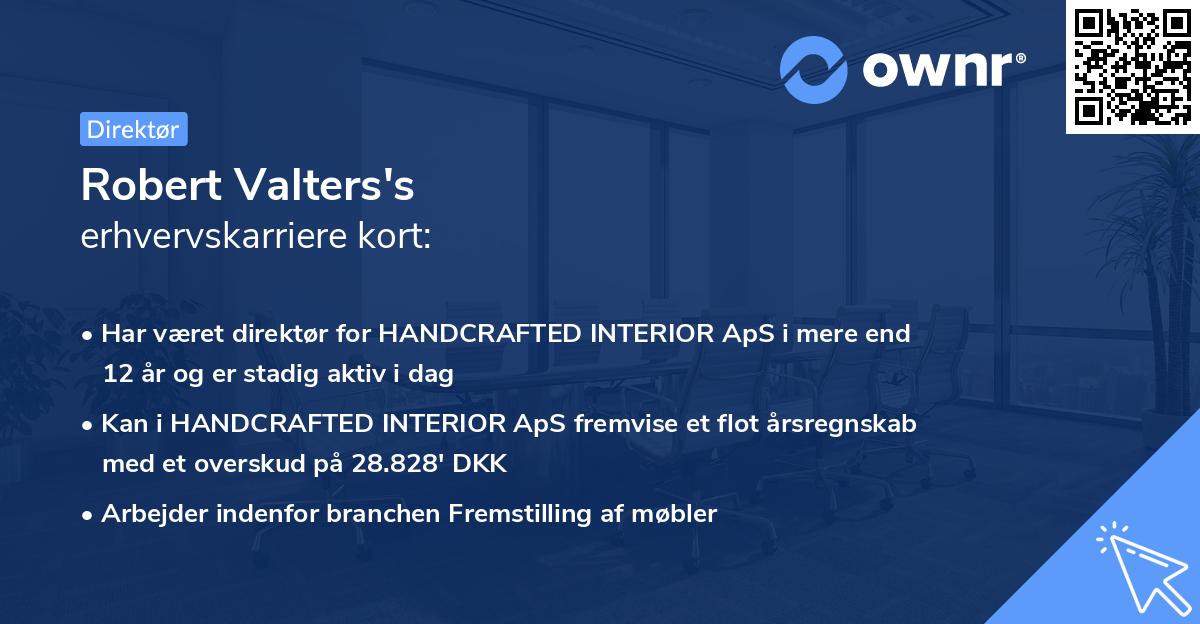 Robert Valters's erhvervskarriere kort
