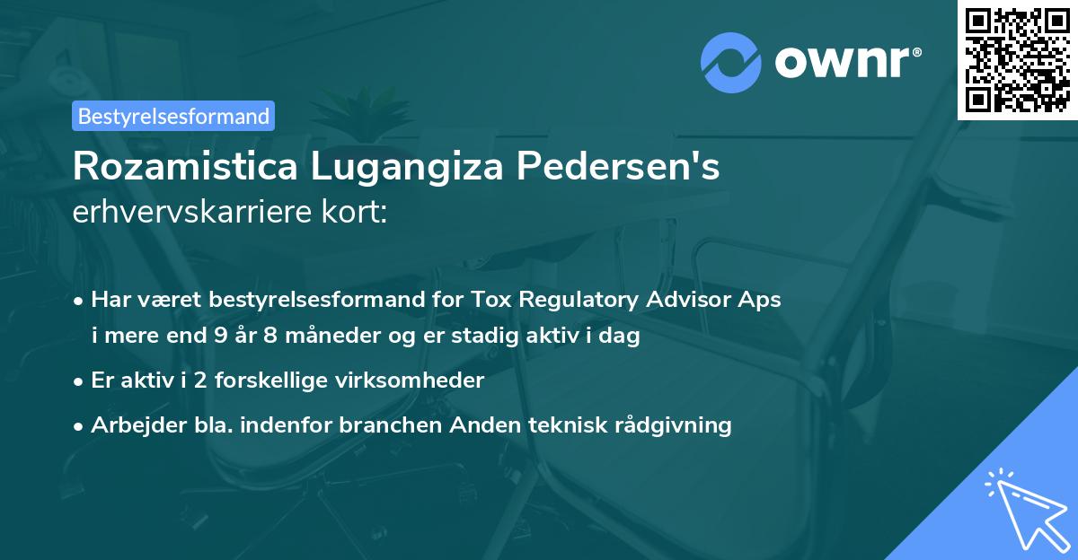 Rozamistica Lugangiza Pedersen's erhvervskarriere kort