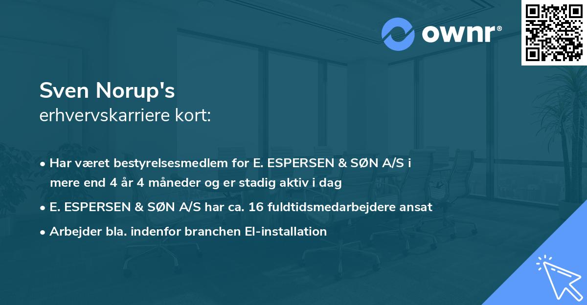 Sven Norup's erhvervskarriere kort