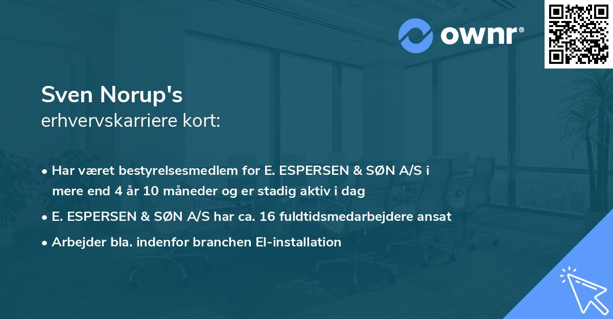 Sven Norup's erhvervskarriere kort