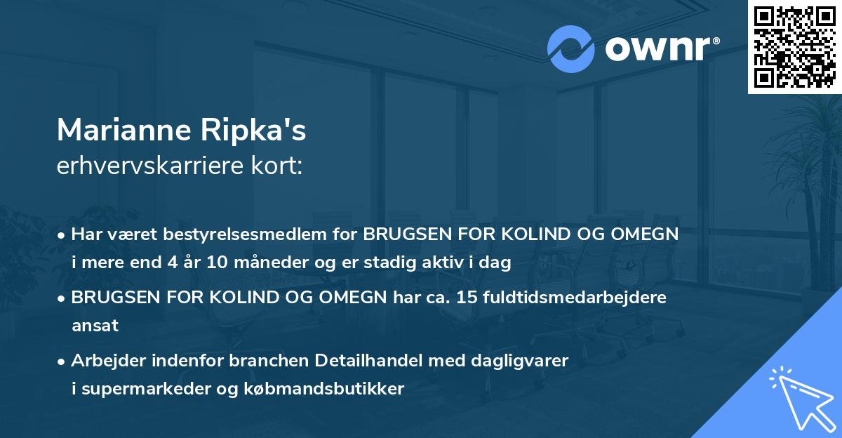 Marianne Ripka's erhvervskarriere kort