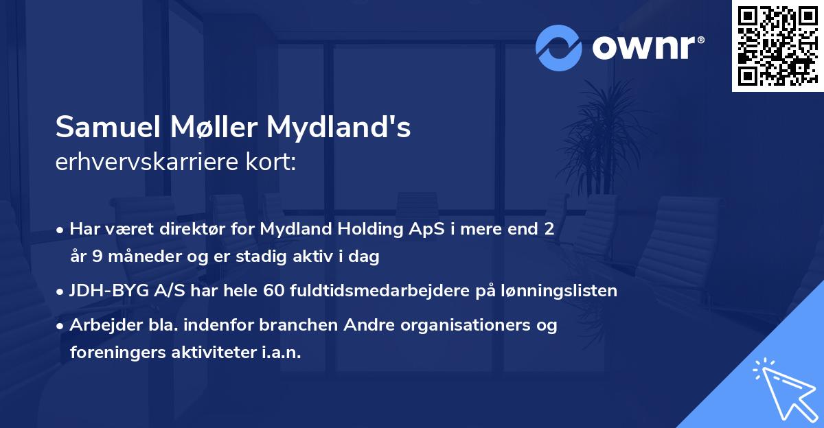 Samuel Møller Mydland's erhvervskarriere kort