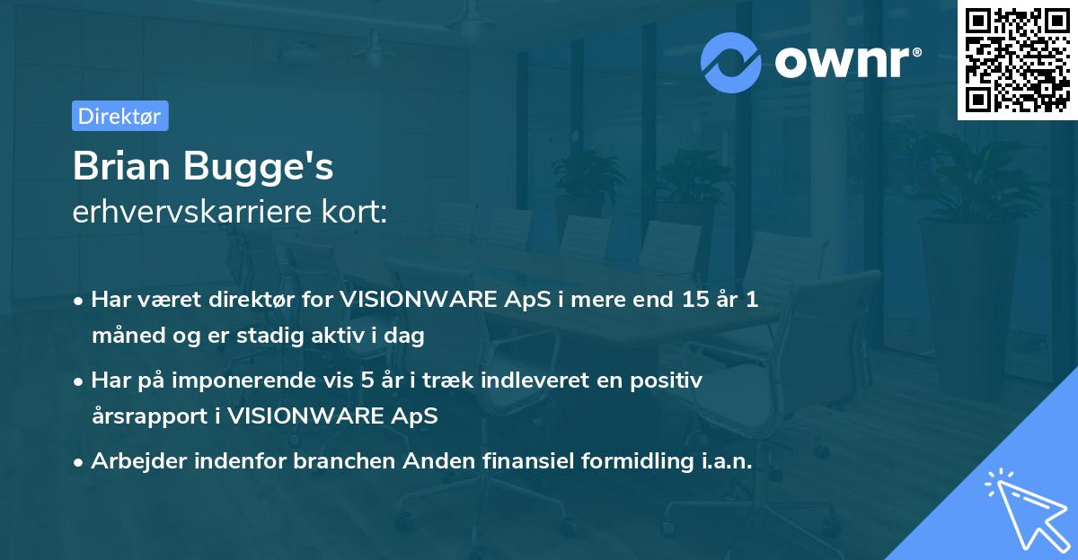 Brian Bugge's erhvervskarriere kort