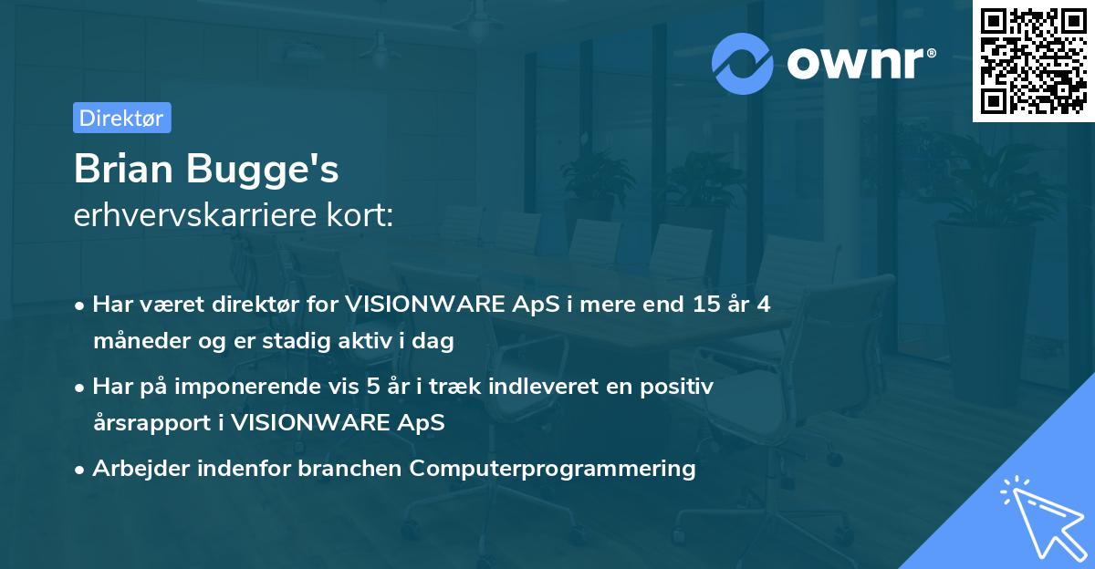 Brian Bugge's erhvervskarriere kort
