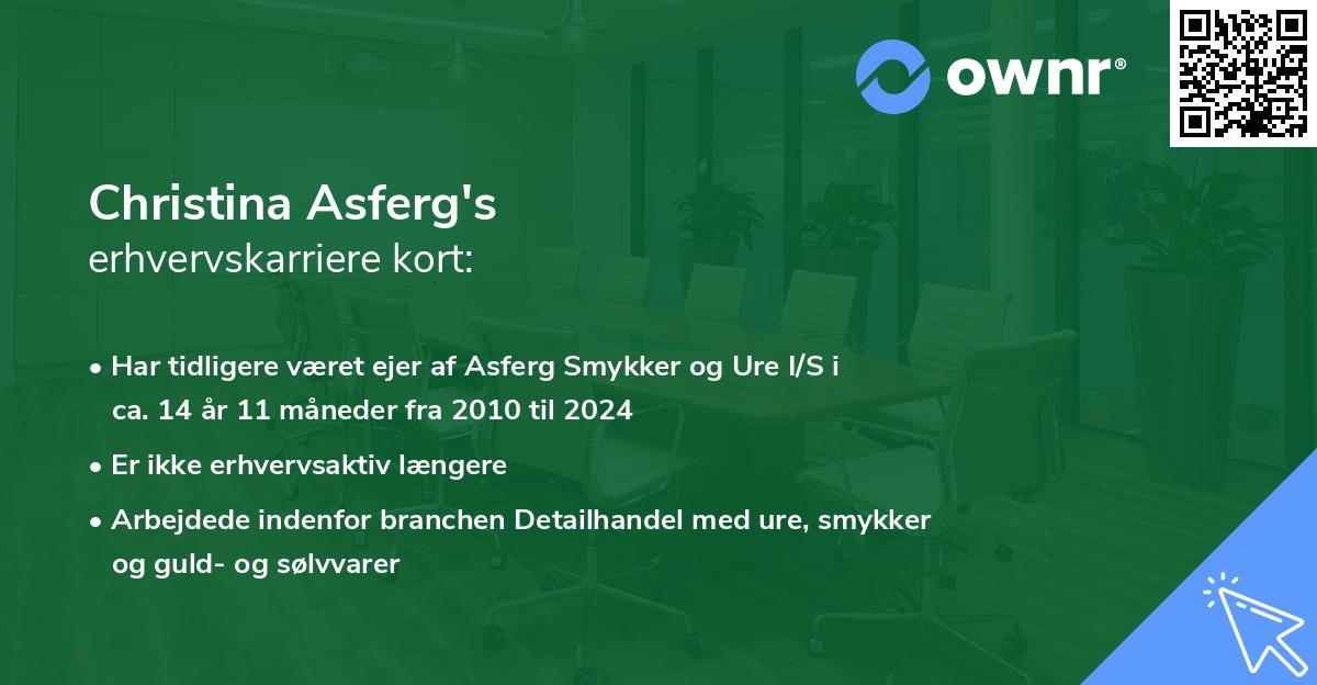 Christina Asferg's erhvervskarriere kort