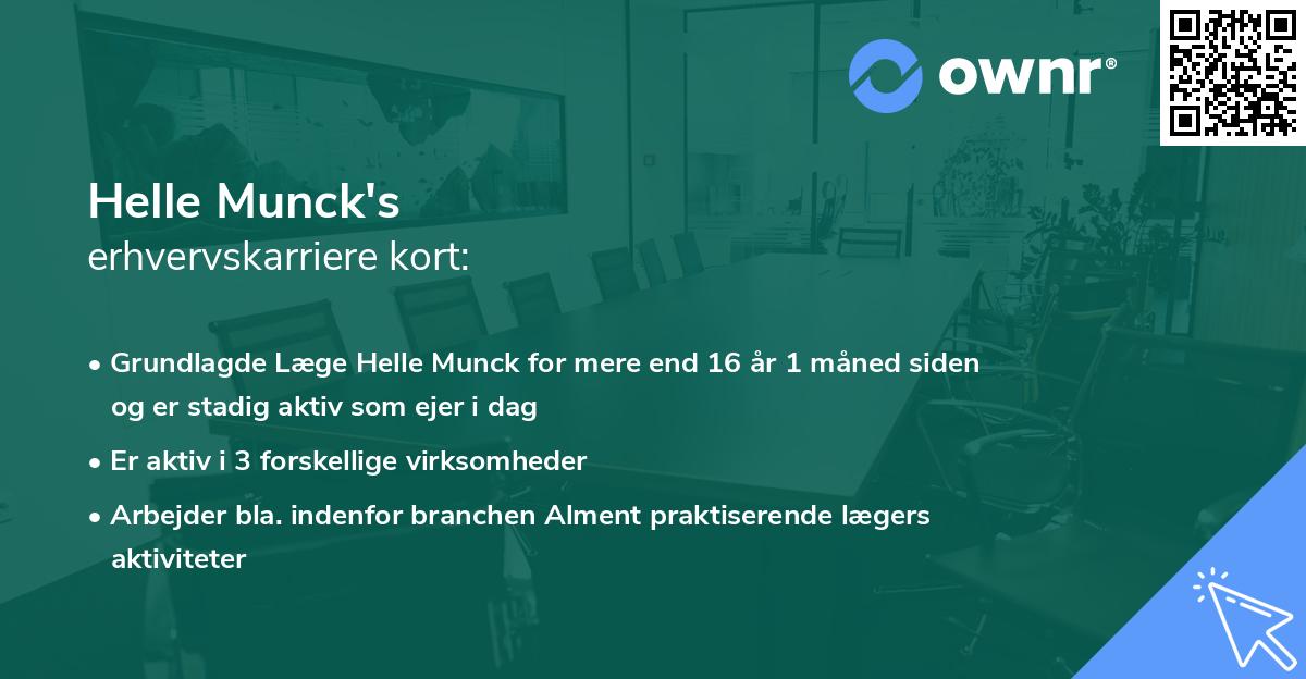 Helle Munck's erhvervskarriere kort
