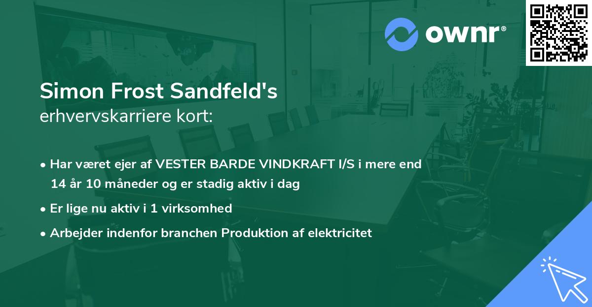 Simon Frost Sandfeld's erhvervskarriere kort