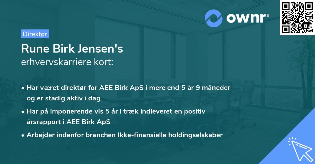 Rune Birk Jensen's erhvervskarriere kort