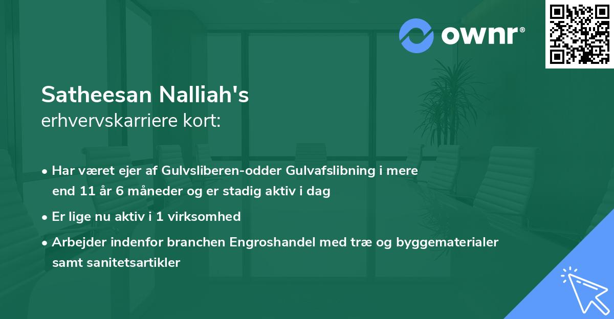 Satheesan Nalliah's erhvervskarriere kort