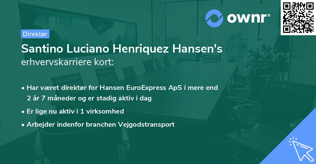 Santino Luciano Henriquez Hansen's erhvervskarriere kort