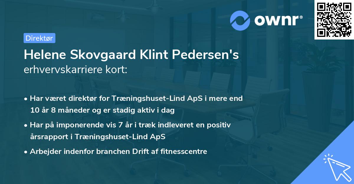 Helene Skovgaard Klint Pedersen's erhvervskarriere kort