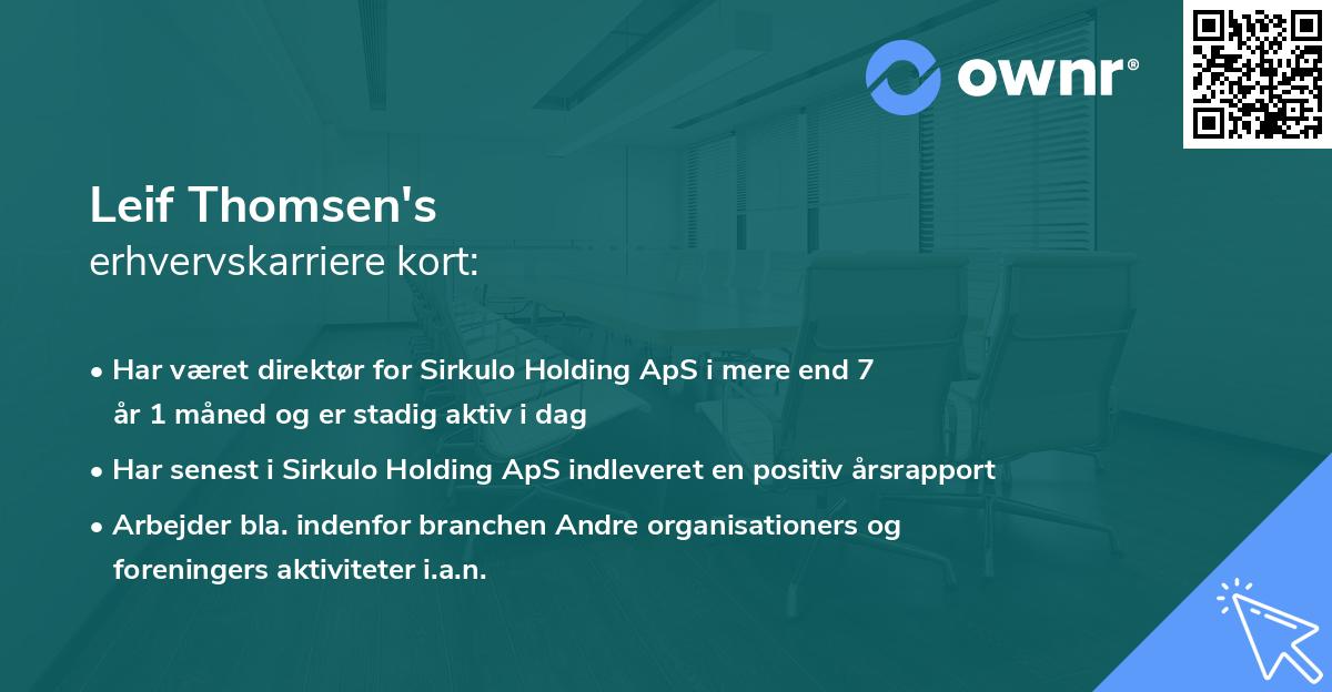 Leif Thomsen's erhvervskarriere kort