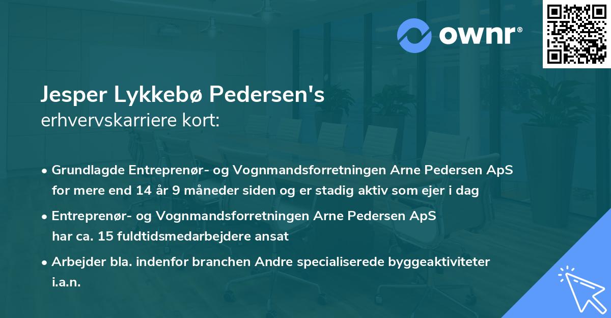 Jesper Lykkebø Pedersen's erhvervskarriere kort