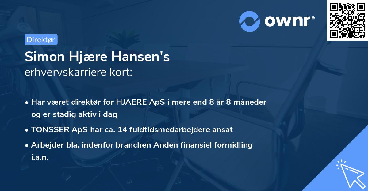 Simon Hjære Hansen's erhvervskarriere kort