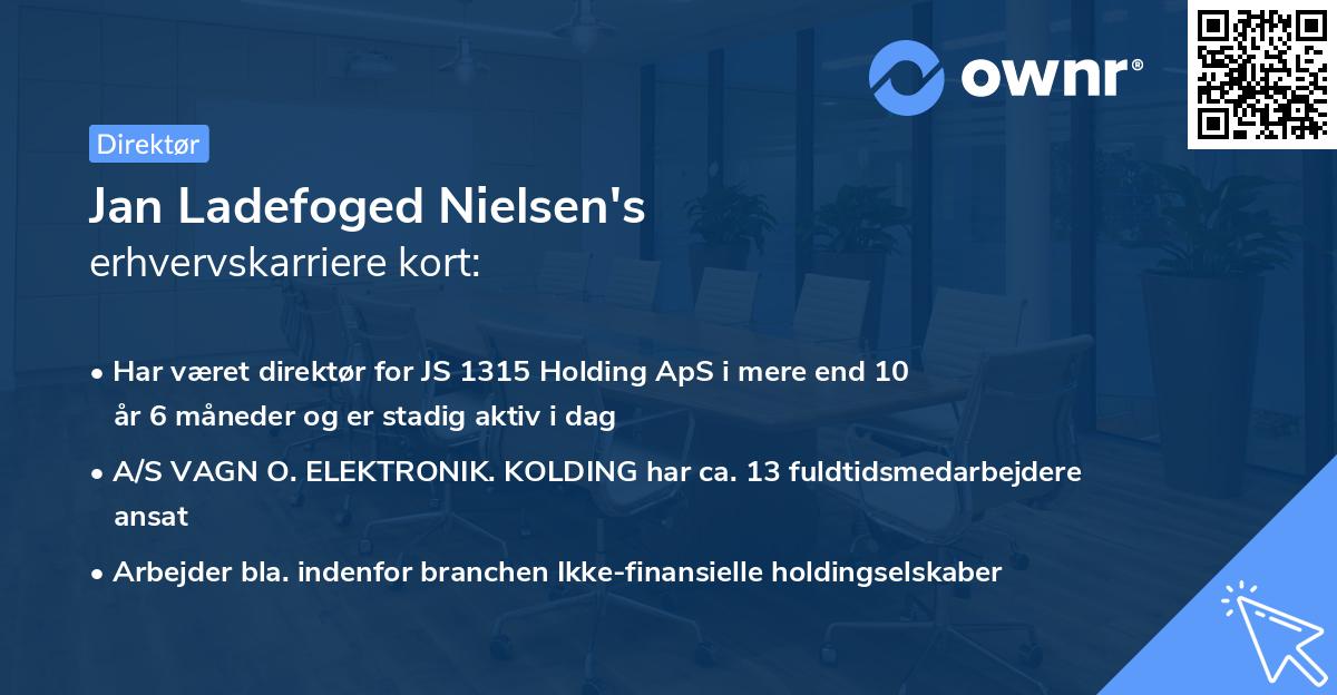 Jan Ladefoged Nielsen's erhvervskarriere kort