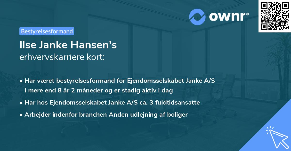 Ilse Janke Hansen's erhvervskarriere kort