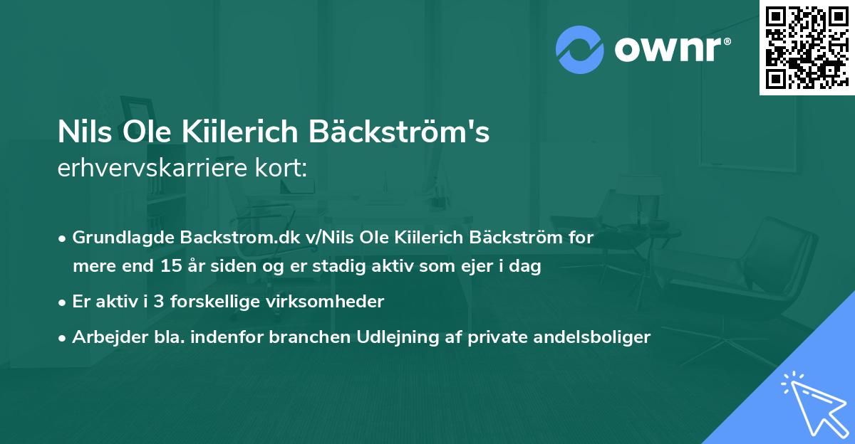 Nils Ole Kiilerich Bäckström's erhvervskarriere kort
