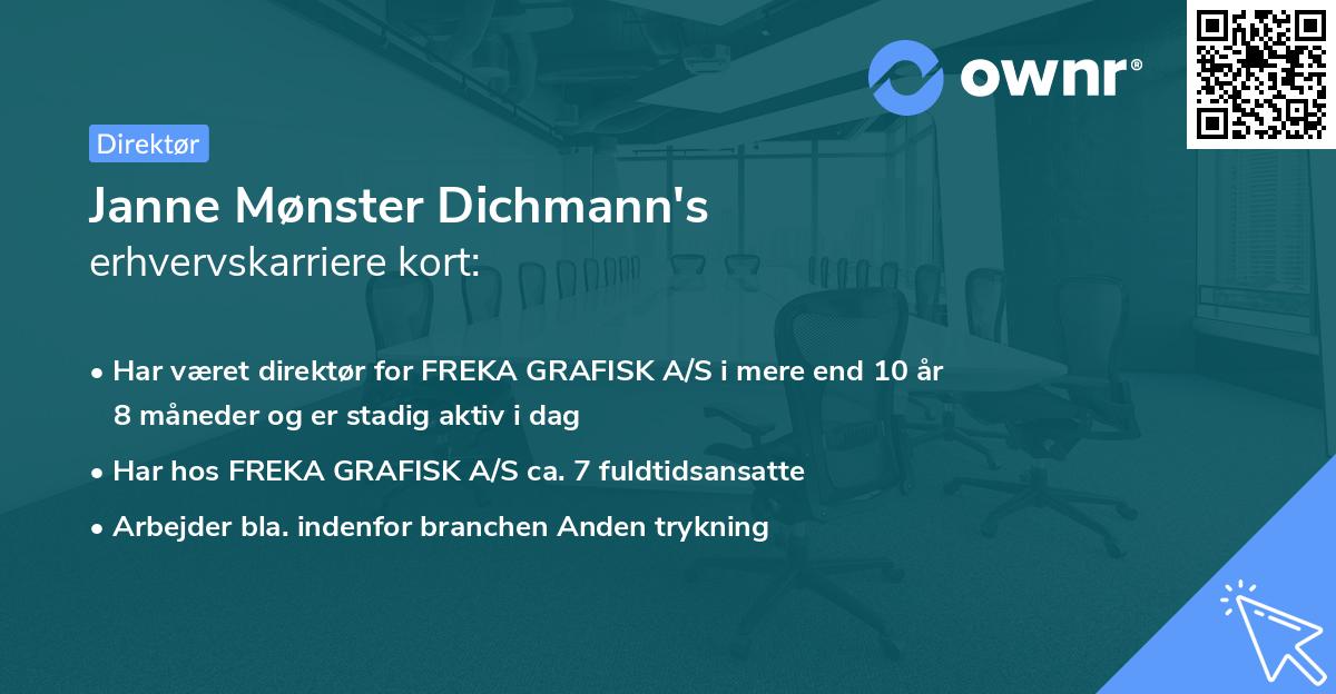 Janne Mønster Dichmann's erhvervskarriere kort