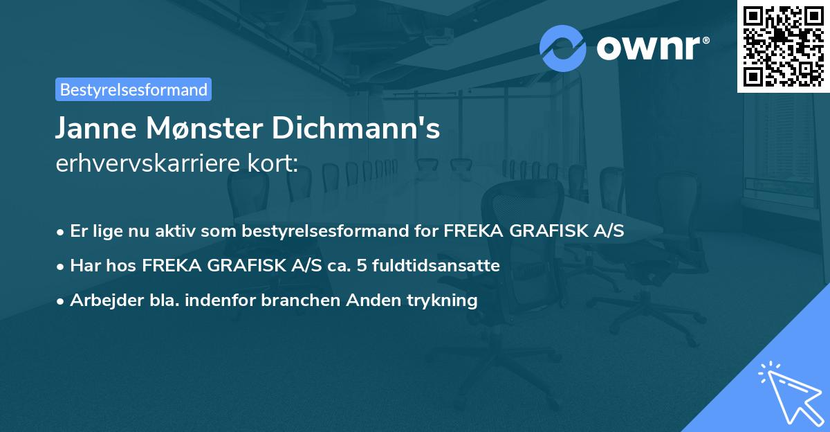 Janne Mønster Dichmann's erhvervskarriere kort